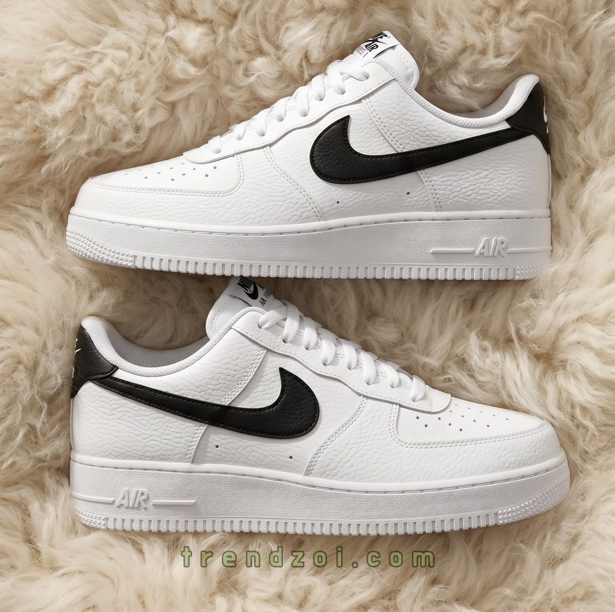 Men’s Classic White with Black Logo Sneakers – Minimalist Casual Shoes - Nike Air Force 1 - White/Black